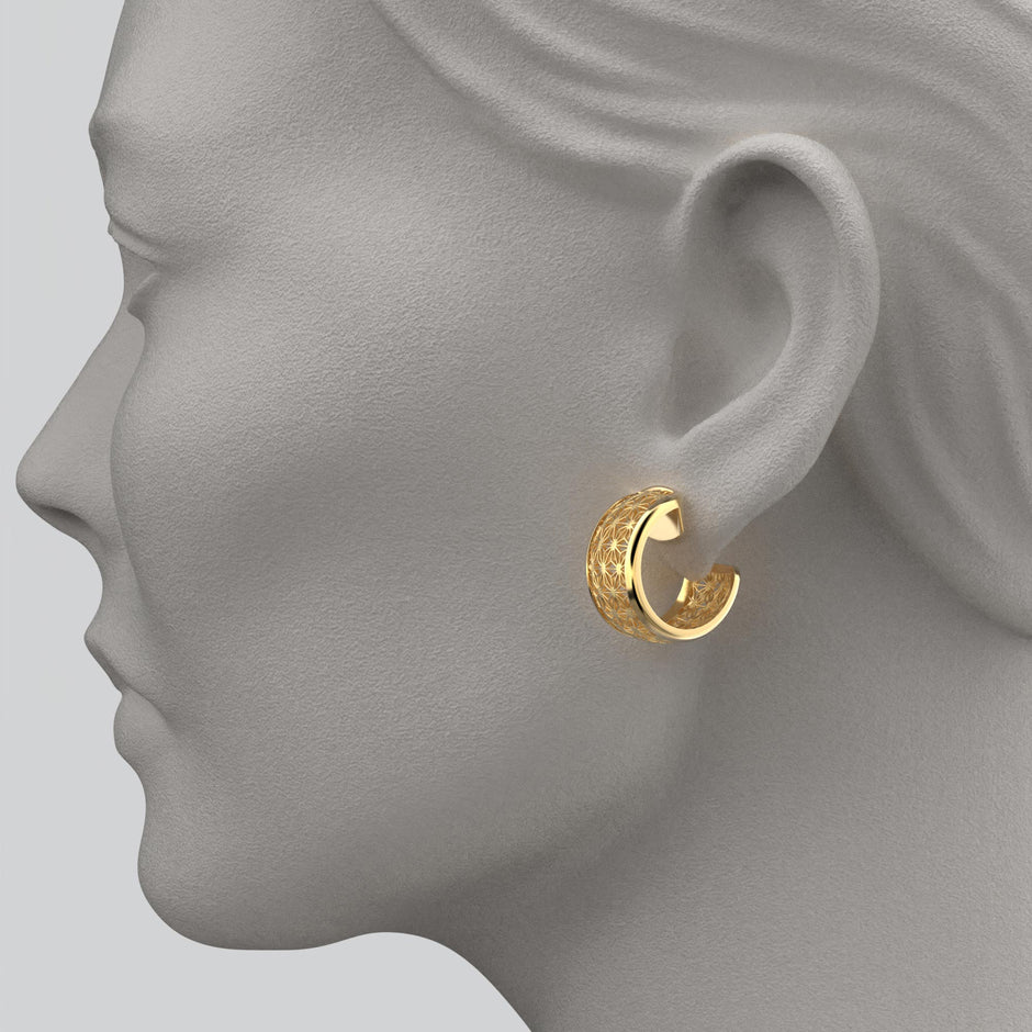 Toscana Italiana Gold, Platinum or Tri-color Plated Interlocking Hoop Drop Earrings main image 1