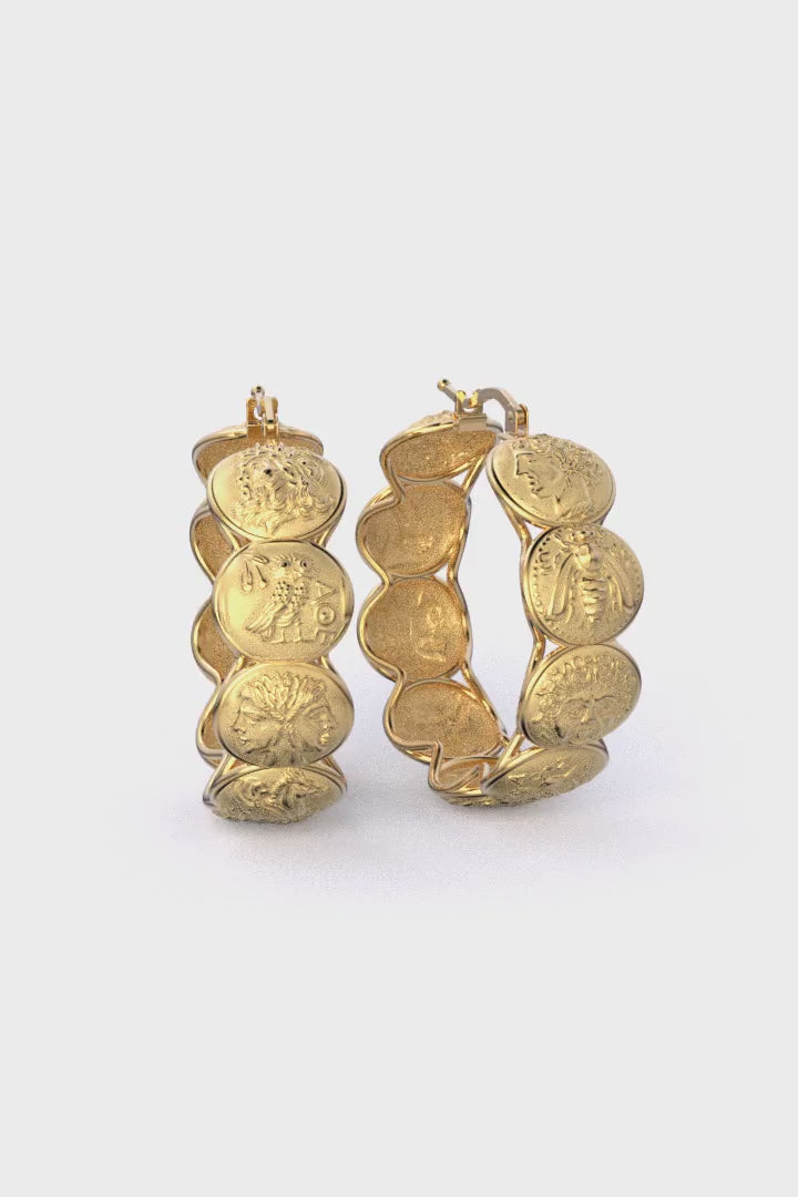 Coin Gold Hoop Earrings Made in Italy by Oltremare Gioielli