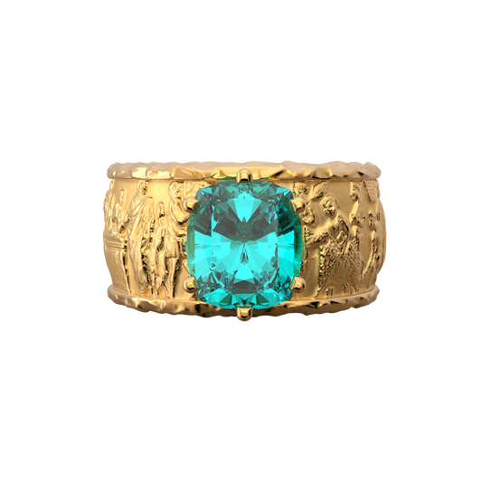Blue Apatite Gold ring, Blue Gemstone ring.