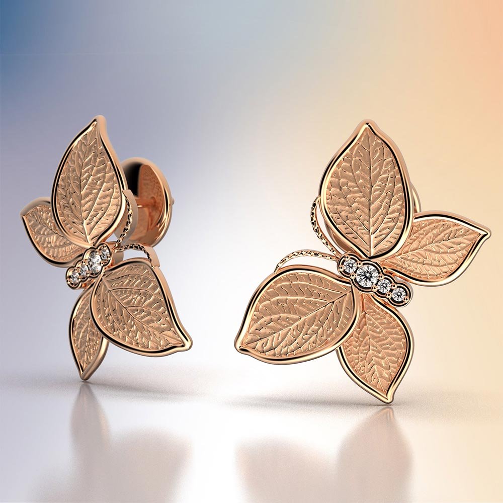 Solid gold butterfly earrings on sale